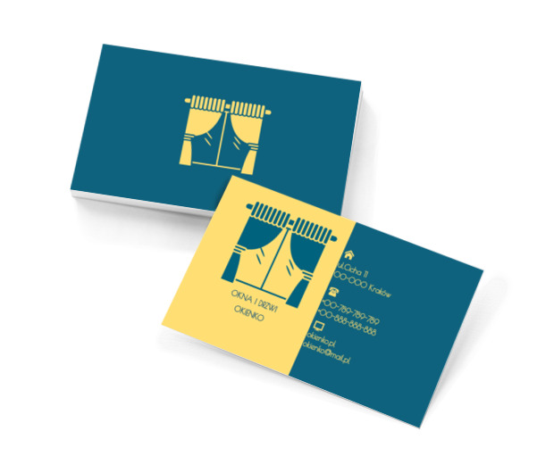 Okno z zasłonami, Budownictwo, Okna i Drzwi - Wizytówki Netprint szablony online