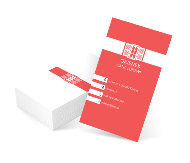 Czerwono-białe okiennice, Budownictwo, Okna i Drzwi - Wizytówki Netprint szablony online