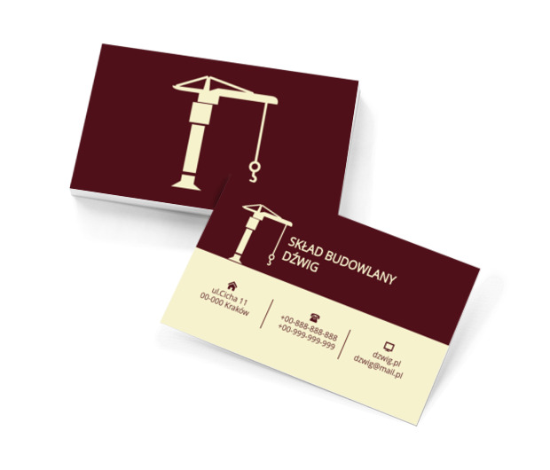 Biały żuraw, Budownictwo, Skład budowlany - Wizytówki Netprint szablony online