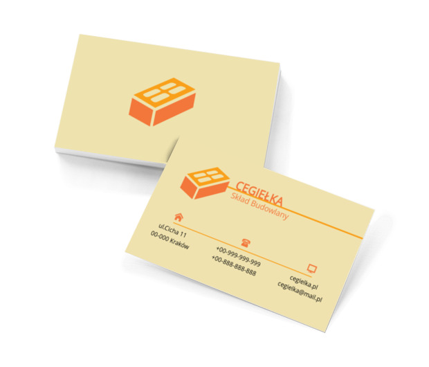 Pojedyncza cegła, Budownictwo, Skład budowlany - Wizytówki Netprint szablony online