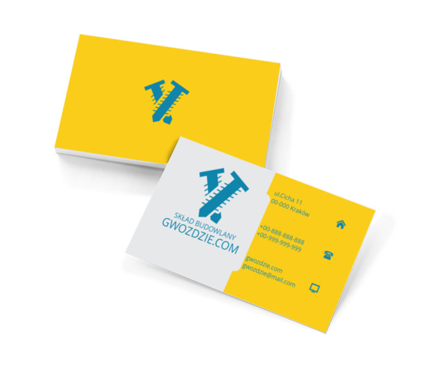 Niebieskie śrubki, Budownictwo, Skład budowlany - Wizytówki Netprint szablony online