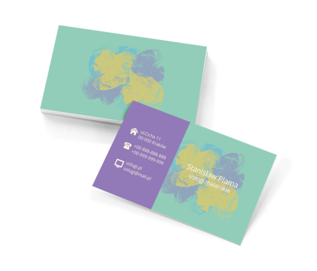 Kolorowe mazie farbą, Budownictwo, Usługi malarskie - Wizytówki Netprint szablony online