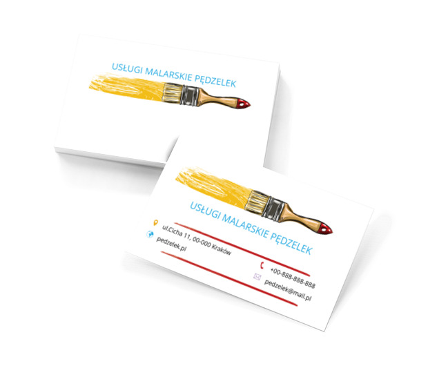 Pędzel z żółtą farba, Budownictwo, Usługi malarskie - Wizytówki Netprint szablony online