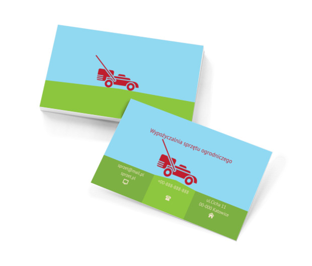 Czerwona kosiarka, Budownictwo, Wynajem sprzętu - Wizytówki Netprint szablony online
