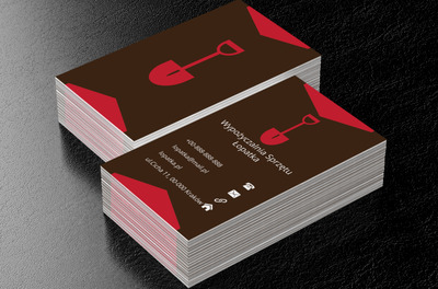 Czerwona łopata, Budownictwo, Wynajem sprzętu - Wizytówki Netprint