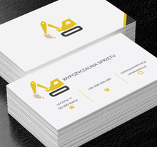 Żółta koparka na białym tle, Budownictwo, Wynajem sprzętu - Wizytówki Netprint