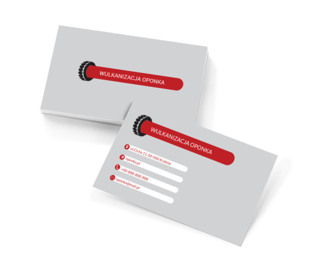 Opona z czerwonym paskiem, Motoryzacja, Wulkanizacja - Wizytówki Netprint szablony online