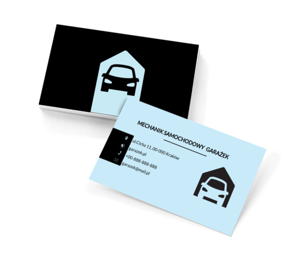 Samochód w garażu, Motoryzacja, Mechanik - Wizytówki Netprint szablony online