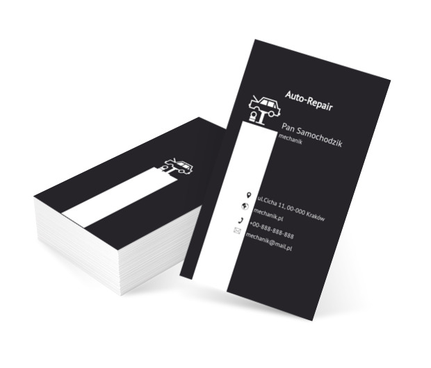 Samochód na podnośniku, Motoryzacja, Mechanik - Wizytówki Netprint szablony online