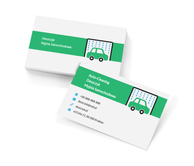 Zielona myjnia, Motoryzacja, Myjnia - Wizytówki Netprint szablony online