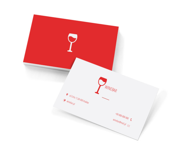 Czerwono-biały kieliszek, Gastronomia, Bar - Wizytówki Netprint szablony online