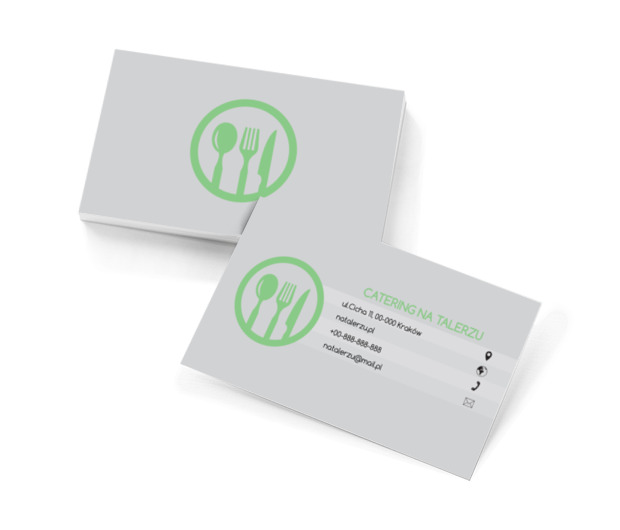 Zielone sztućce, Gastronomia, Catering - Wizytówki Netprint szablony online