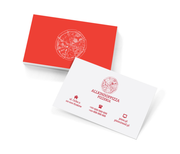 Czerwona pizza, Gastronomia, Pizzeria - Wizytówki Netprint szablony online
