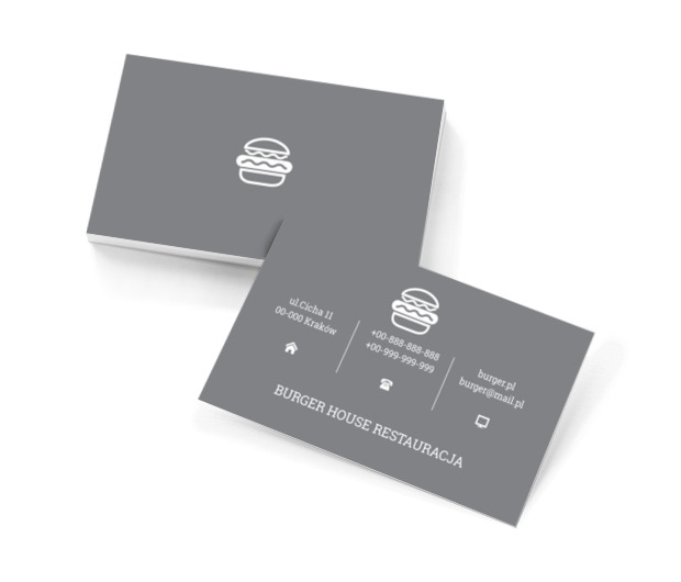 Obrys hamburgera, Gastronomia, Restauracja - Wizytówki Netprint szablony online