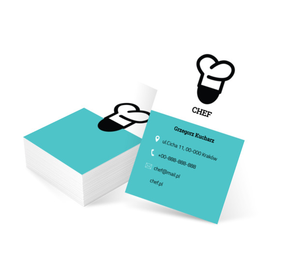 Szef kuchni, czarna czapka kucharska, Gastronomia, Restauracja - Wizytówki Netprint szablony online