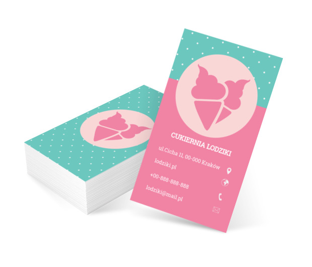 Różowe lody, Gastronomia, Cukiernia - Wizytówki Netprint szablony online