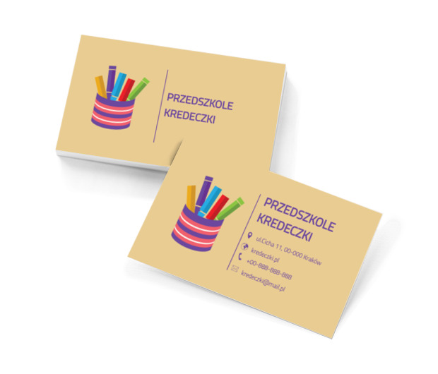 Wielobarwne kredki, Edukacja, Przedszkole - Wizytówki Netprint szablony online
