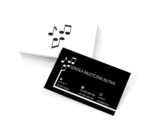 Biało-czarne nuty, Edukacja, Szkoła muzyczna - Wizytówki Netprint szablony online