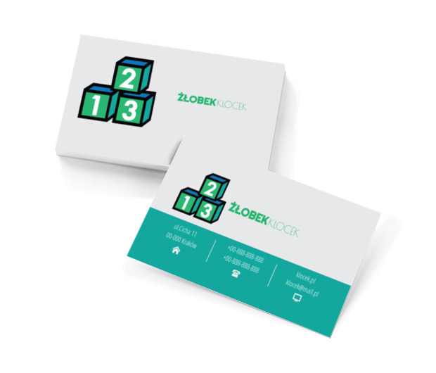 Zielone klocki, Edukacja, Żłobek - Wizytówki Netprint szablony online