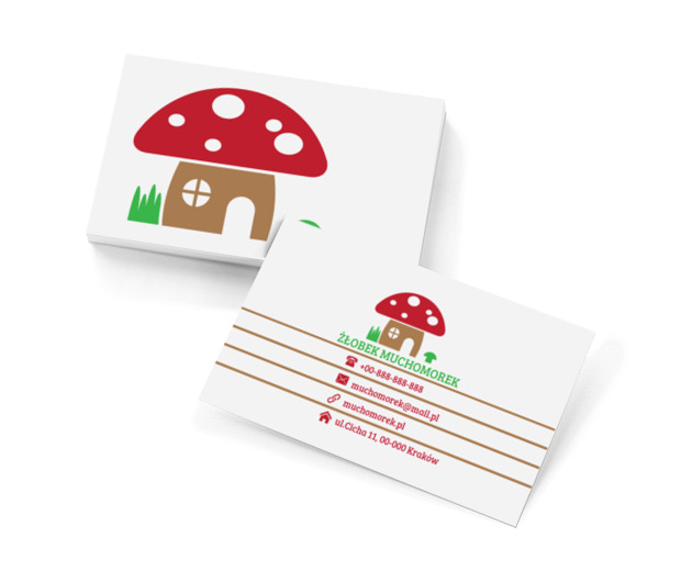 Domek z muchomora, Edukacja, Żłobek - Wizytówki Netprint szablony online