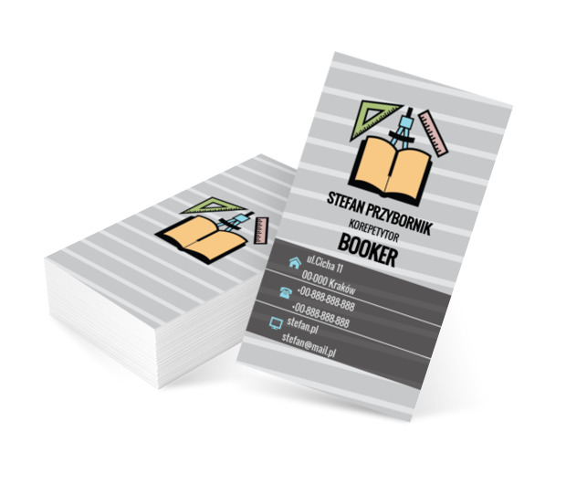 Przybory matematyczne, Edukacja, Korepetycje - Wizytówki Netprint szablony online