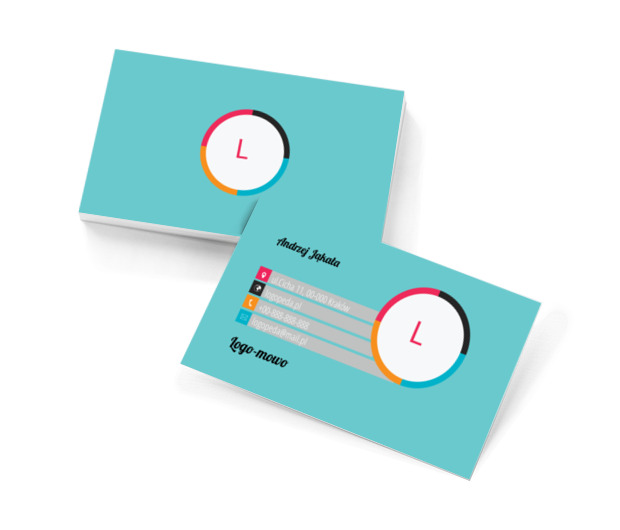 Kolorowy zegar, Edukacja, Logopeda - Wizytówki Netprint szablony online