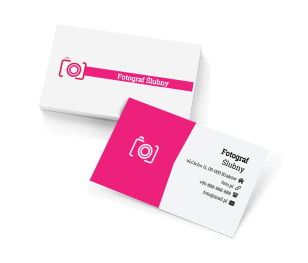 Różowy aparat, Fotografia, Fotograf ślubny - Wizytówki Netprint szablony online