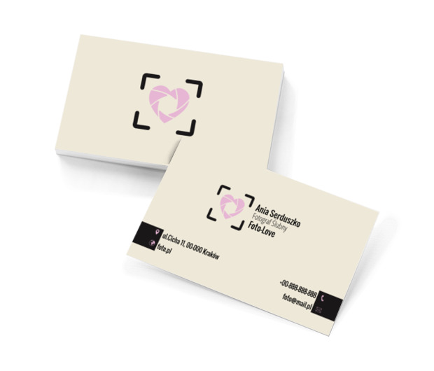 Różowa migawka, Fotografia, Fotograf ślubny - Wizytówki Netprint szablony online