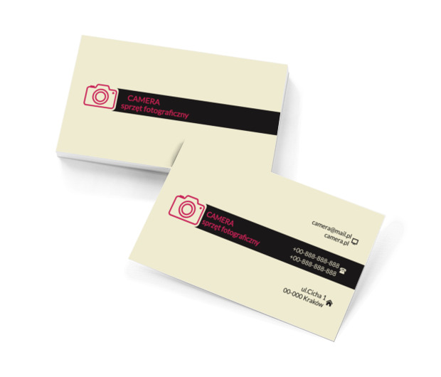 Różowy aparat, Fotografia, Sprzęt fotograficzny - Wizytówki Netprint szablony online