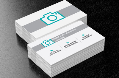 Aparat na szarym pasku, Fotografia, Usługi fotograficzne - Wizytówki Netprint