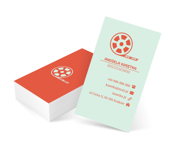 Czerwona szpula filmowa, Fotografia, Wideofilmowanie - Wizytówki Netprint szablony online