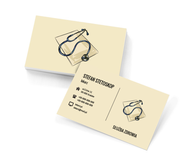 Stetoskop na dokumentach, Medycyna, Lekarz - Wizytówki Netprint szablony online