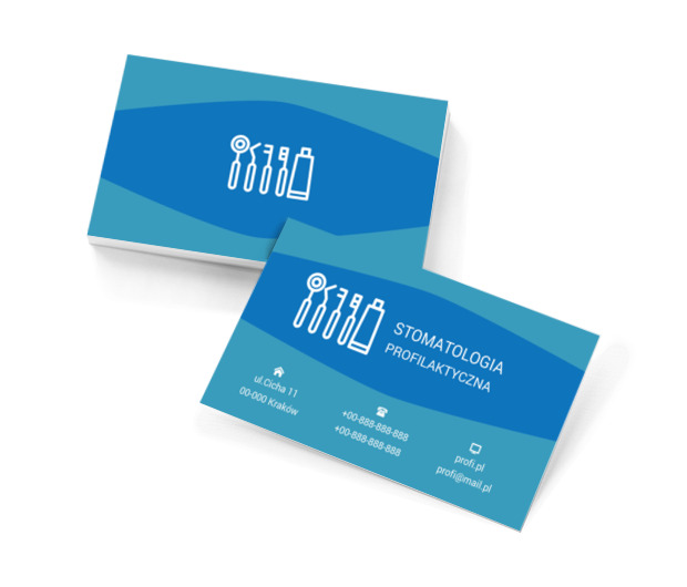 Białe narzędzia dentystyczne, Medycyna, Stomatologia - Wizytówki Netprint szablony online
