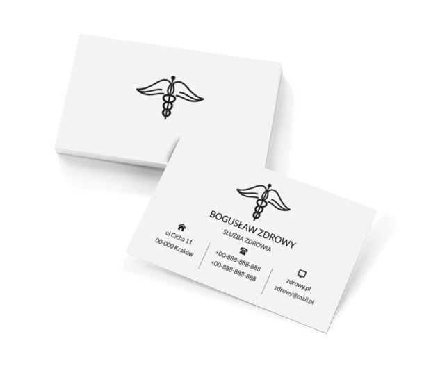 Czarny kaduceusz, Medycyna, Służba zdrowia - Wizytówki Netprint szablony online