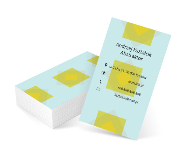 Seledynowe kwadraty, Motywy, Abstrakcja - Wizytówki Netprint szablony online