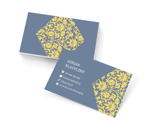Żółty wzór, Motywy, Klasyczne - Wizytówki Netprint szablony online