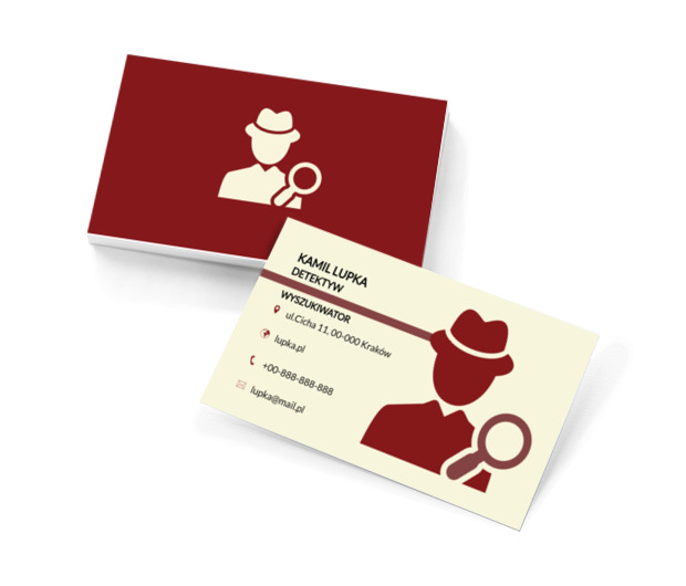 Postać detektywa, Motywy, Ludzie - Wizytówki Netprint szablony online