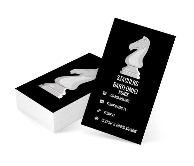 Biały koń szachowy, Motywy, Przedmioty - Wizytówki Netprint szablony online