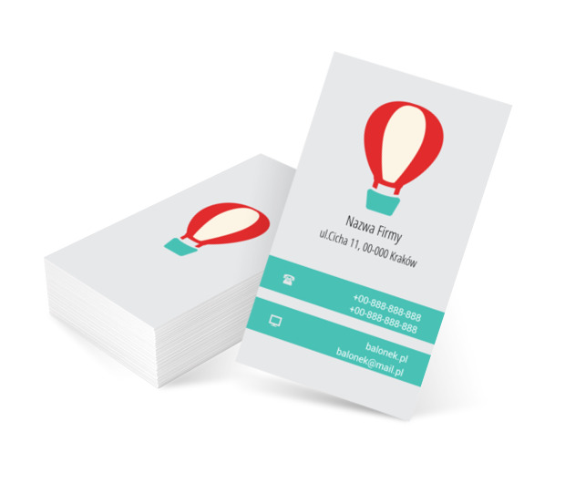 Czerwono-biały balon, Motywy, Przedmioty - Wizytówki Netprint szablony online
