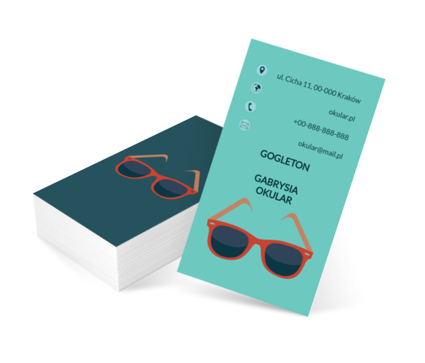 Czerwone okulary przeciwsłoneczne, Motywy, Przedmioty - Wizytówki Netprint szablony online