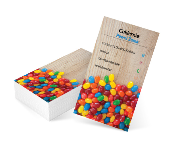 Kolorowe cukierki, Motywy, Przedmioty - Wizytówki Netprint szablony online