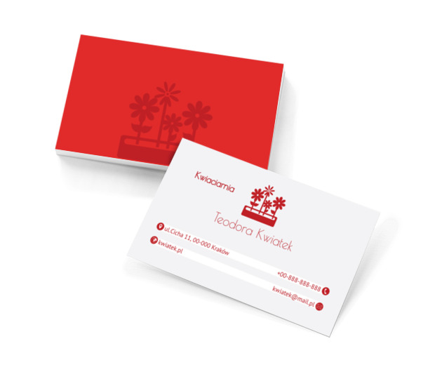 Kwiecista czerwień, Motywy, Roślinne - Wizytówki Netprint szablony online