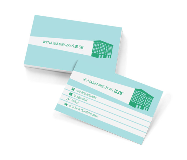Zielony blok, Nieruchomość, Wynajem mieszkań - Wizytówki Netprint szablony online
