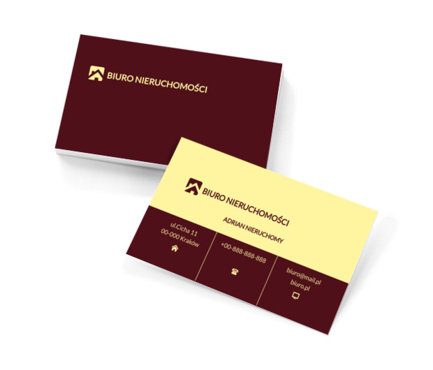 Żółto brązowe tło, Nieruchomość, Biuro nieruchomości - Wizytówki Netprint szablony online