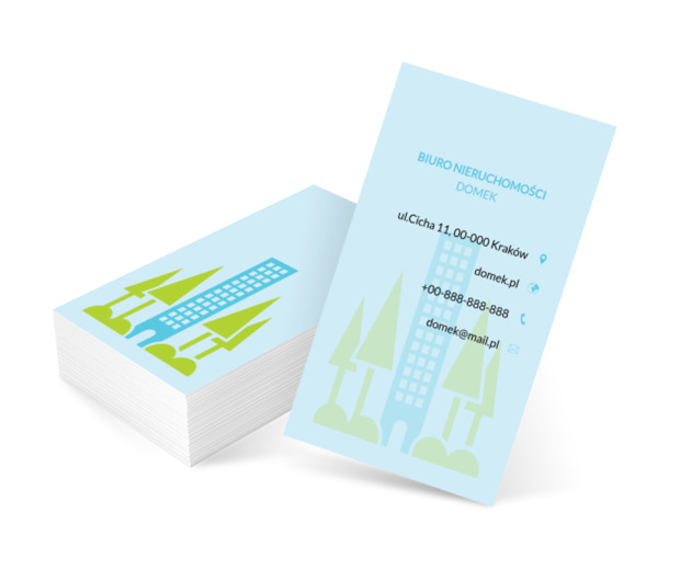 Niebieski wieżowiec, Nieruchomość, Biuro nieruchomości - Wizytówki Netprint szablony online