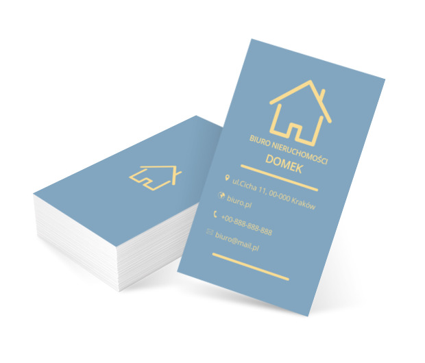 Żółty kontur domu, Nieruchomość, Biuro nieruchomości - Wizytówki Netprint szablony online