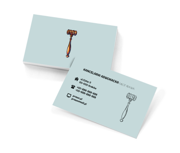 Młotek sędziowski, Prawo, Kancelaria adwokacka - Wizytówki Netprint szablony online