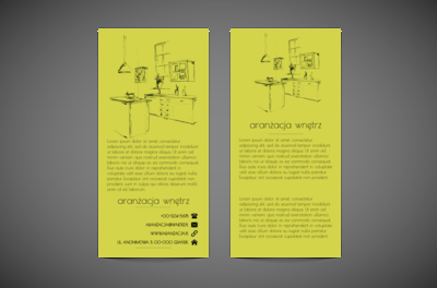 Umeblowana przestrzeń na seledynowym tle, Budownictwo, Aranżacja wnętrz - Ulotki Netprint