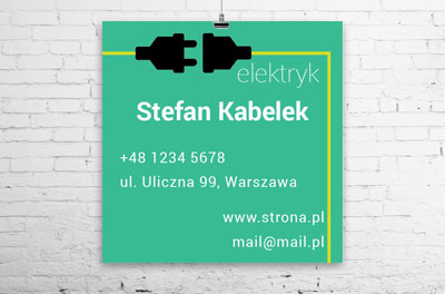 Żółte przewody i czarna wtyczka, Budownictwo, Elektryk - Plakaty Wielkoformatowe Netprint