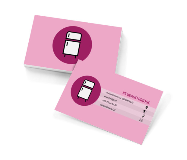 Lodówka w fioletowym kółku, Sprzedaż, RTV i AGD - Wizytówki Netprint szablony online